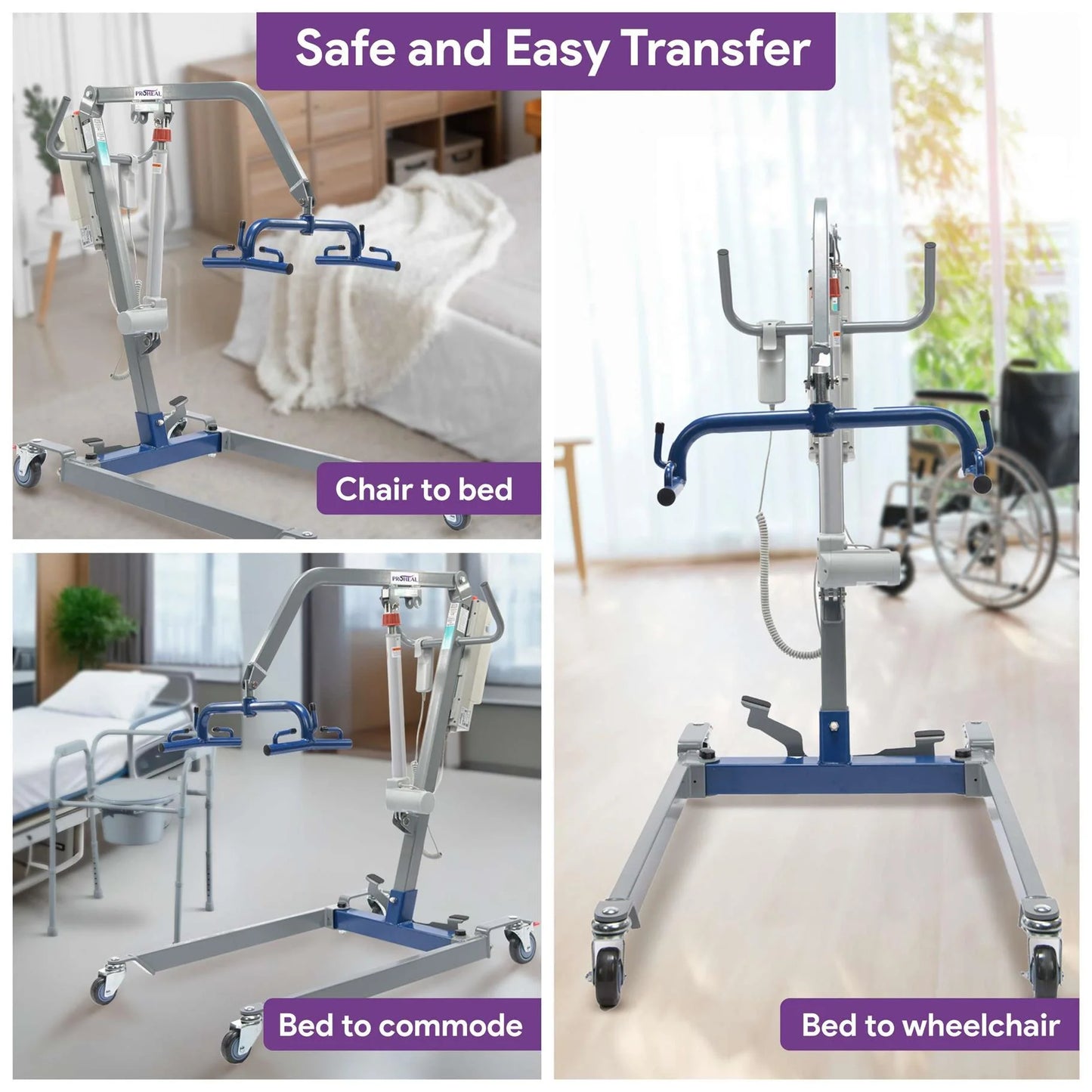 Portable Hydraulic Patient Lift for Home Use - 6 Point Spreader - with Electric Upgrade - Expandable Base, Compact