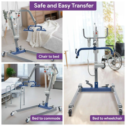 Portable Hydraulic Patient Lift for Home Use - 6 Point Spreader - with Electric Upgrade - Expandable Base, Compact