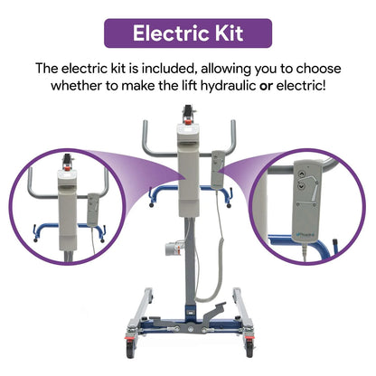 Portable Hydraulic Patient Lift for Home Use - 6 Point Spreader - with Electric Upgrade - Expandable Base, Compact