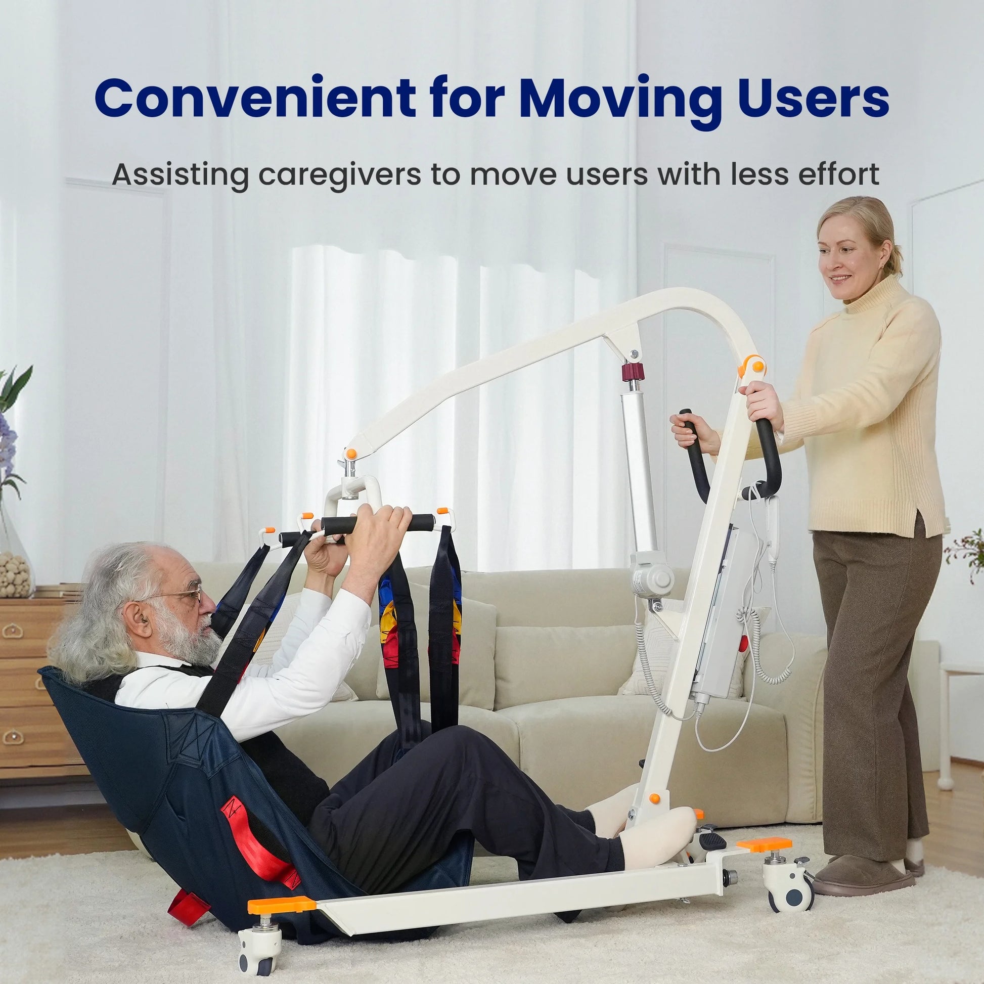 Collapsible Electric Patient Lift, Floor Lift Assist for Elderly, Medical Transfer Device with 440LBS Capacity,Portable & Easy Assembly