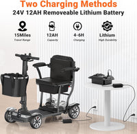 Mobility Scooter for Adults, 4 Wheel Motorized Mobility Scooter W/Storage Basket, 350LBS Capacity & Detachable Battery, 15Miles Electric Powered Mobility for Outdoor (Silver, 15 MI-2)