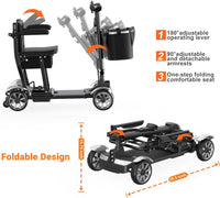 Mobility Scooter for Adults, 4 Wheel Motorized Mobility Scooter W/Storage Basket, 350LBS Capacity & Detachable Battery, 15Miles Electric Powered Mobility for Outdoor (Silver, 15 MI-2)
