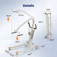 Collapsible Electric Patient Lift, Floor Lift Assist for Elderly, Medical Transfer Device with 440LBS Capacity,Portable & Easy Assembly
