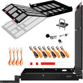 40"X40"X4" Square Trailer Hitch Cargo Carrier with Ramp | 500Lbs Cap Steel Scooter Carrier for Car Hitch with Ramp | Vehicle Cargo Baskets for 2" Receivers | Includes Straps, Lock & Stabilizer