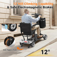 Mobility Scooter for Adults, 4 Wheel Motorized Mobility Scooter W/Storage Basket, 350LBS Capacity & Detachable Battery, 15Miles Electric Powered Mobility for Outdoor (Silver, 15 MI-2)