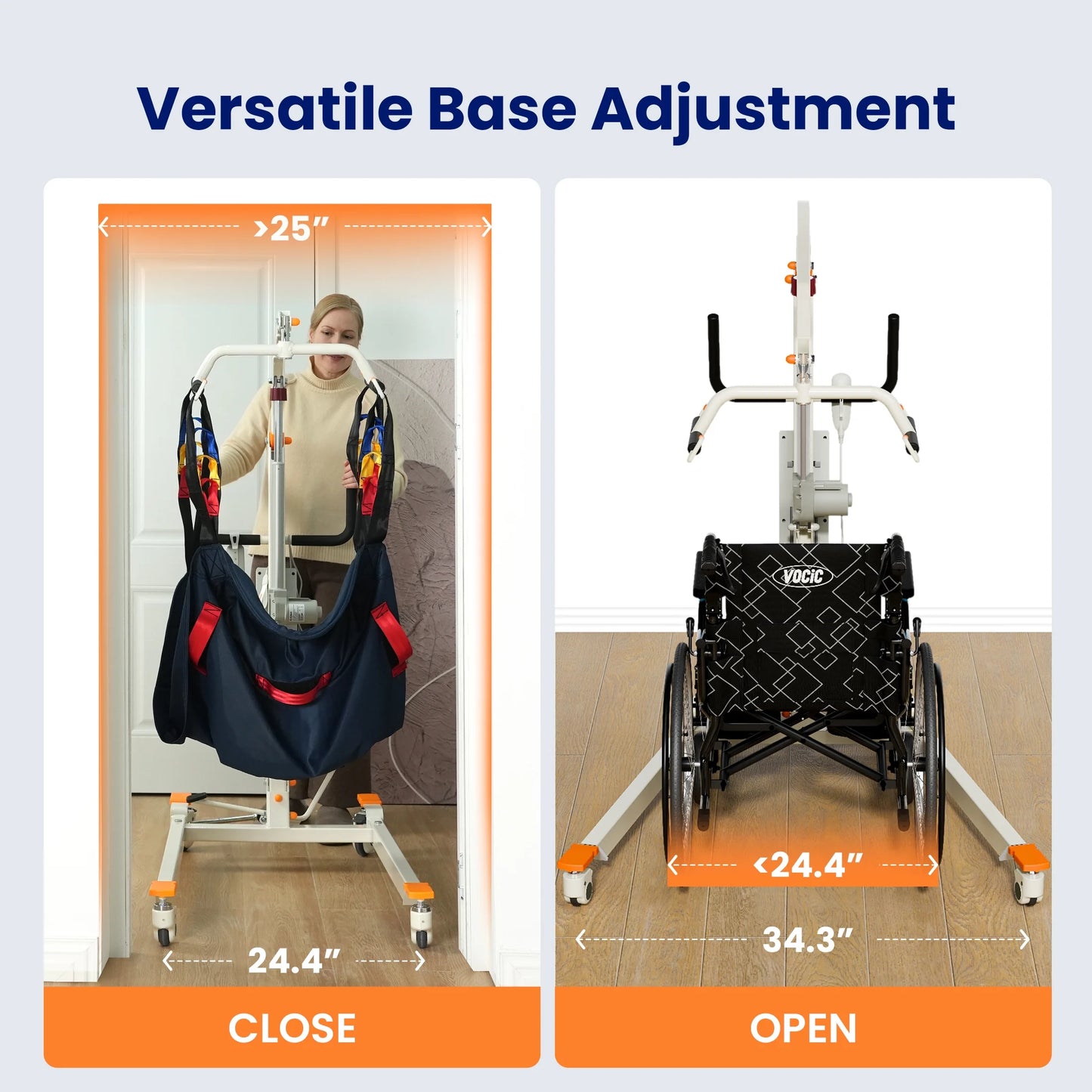 Collapsible Electric Patient Lift, Floor Lift Assist for Elderly, Medical Transfer Device with 440LBS Capacity,Portable & Easy Assembly