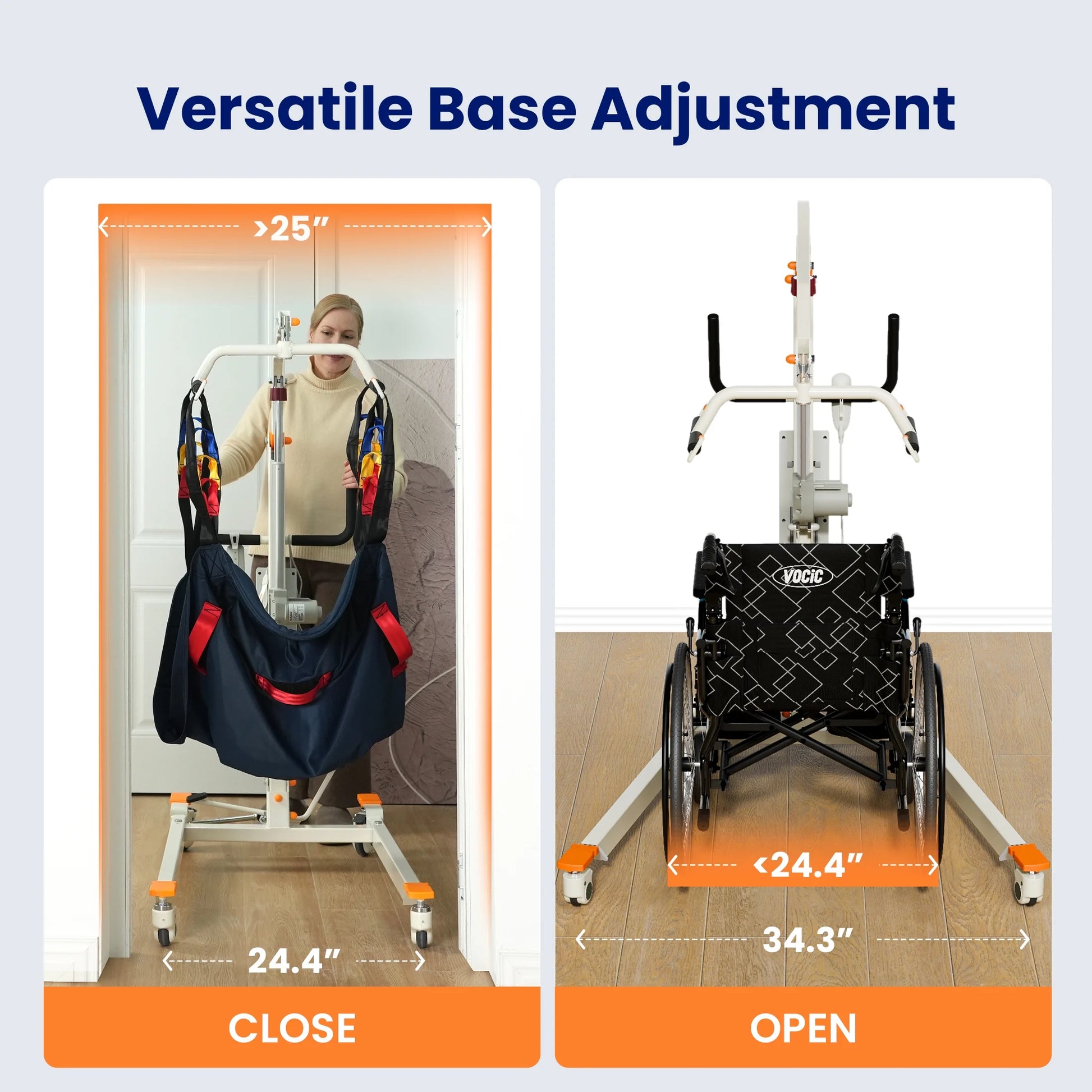 Collapsible Electric Patient Lift, Floor Lift Assist for Elderly, Medical Transfer Device with 440LBS Capacity,Portable & Easy Assembly