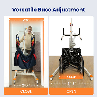Collapsible Electric Patient Lift, Floor Lift Assist for Elderly, Medical Transfer Device with 440LBS Capacity,Portable & Easy Assembly