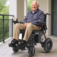 COOLHUT Foldable Electric Wheelchair, 20+ Miles Long Range Motorized Electric Wheelchair, Senior-Friendly Power Chair with 360° Joystick, All Terrain Smart Mobility Scooter, Black