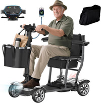 Mobility Scooter for Adults, 4 Wheel Motorized Mobility Scooter W/Storage Basket, 350LBS Capacity & Detachable Battery, 15Miles Electric Powered Mobility for Outdoor (Silver, 15 MI-2)