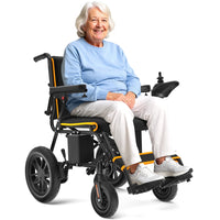Electric Wheelchair 20+ Miles Range All Terrain, Portable Motorized Wheelchair for Seniors, Lightweight Foldable Electric Wheelchair, 5 Years Warranty, 500W Dual Motors Powerful, Orange