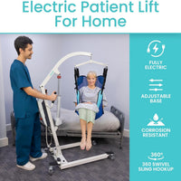 Electric Patient Lift for Home - Transfer Assist Device - Medical Transport Aid - Portable Lifter for Elderly, Bariatric, Handicap, Men & Women