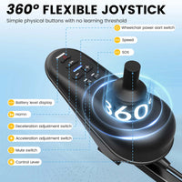 COOLHUT Foldable Electric Wheelchair, 20+ Miles Long Range Motorized Electric Wheelchair, Senior-Friendly Power Chair with 360° Joystick, All Terrain Smart Mobility Scooter, Black