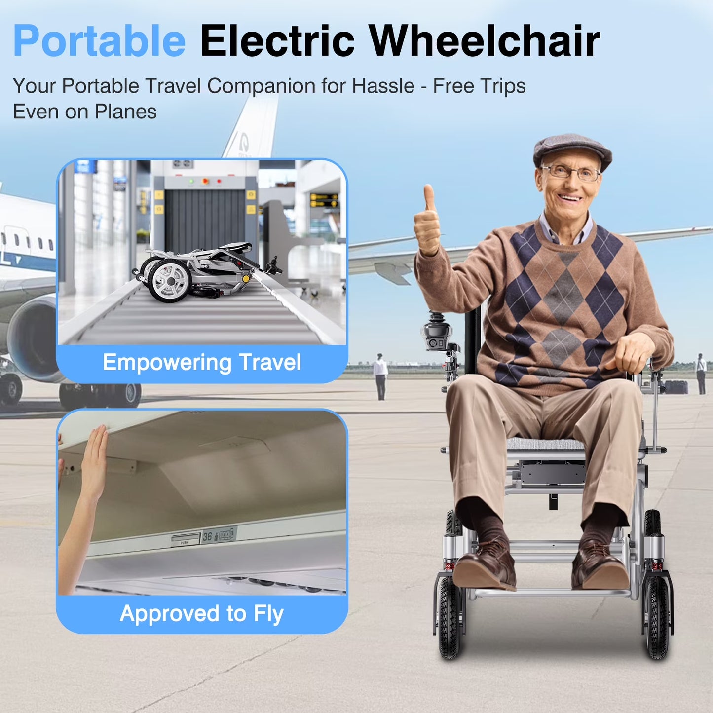 33Lbs Folding Electric Wheelchair, Motorized Wheelchair with Safety Features, Lithium Battery, Ideal for Seniors & Travel