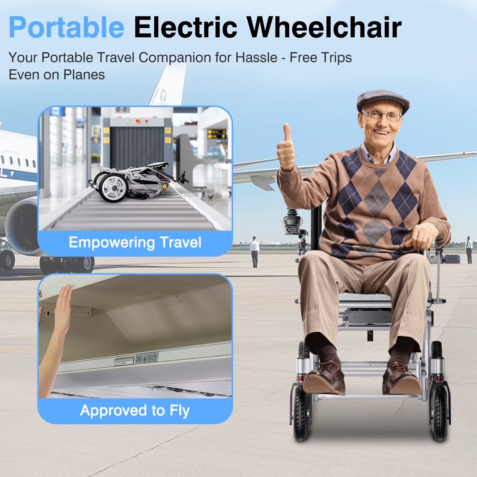 33Lbs Folding Electric Wheelchair, Motorized Wheelchair with Safety Features, Lithium Battery, Ideal for Seniors & Travel