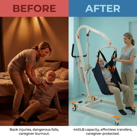 Collapsible Electric Patient Lift, Floor Lift Assist for Elderly, Medical Transfer Device with 440LBS Capacity,Portable & Easy Assembly — Before & After