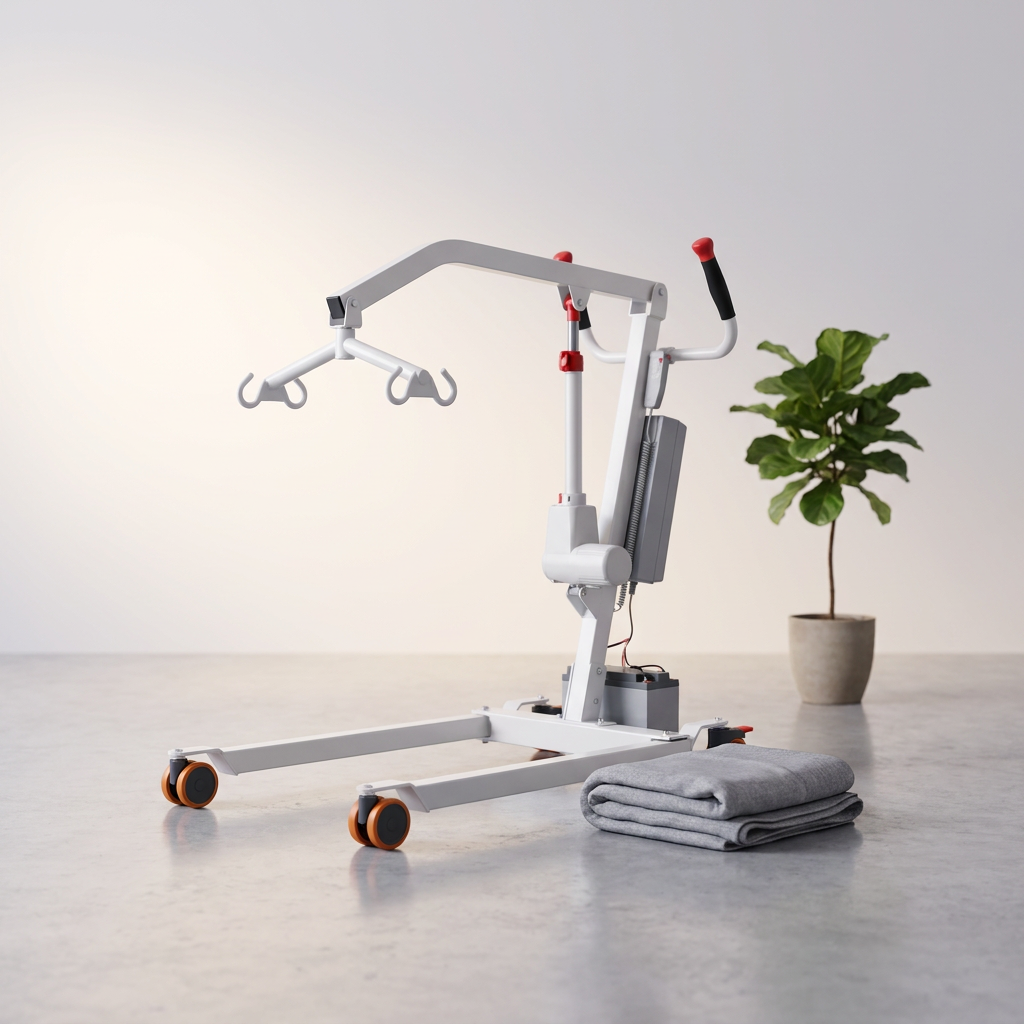 Collapsible Electric Patient Lift, Floor Lift Assist for Elderly, Medical Transfer Device with 440LBS Capacity,Portable & Easy Assembly — Studio Shot