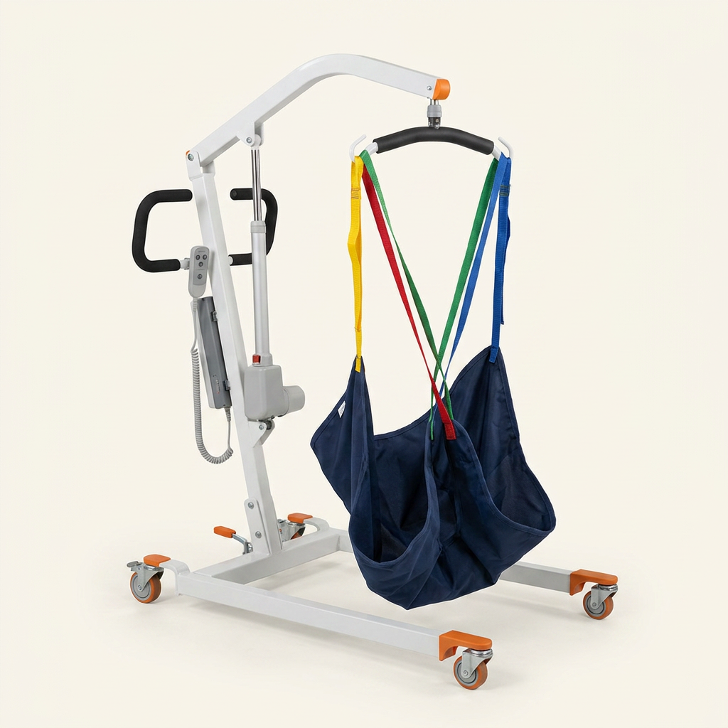 Collapsible Electric Patient Lift, Floor Lift Assist for Elderly, Medical Transfer Device with 440LBS Capacity,Portable & Easy Assembly — Studio Shot