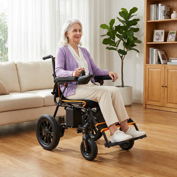 Electric Wheelchair Built for All Terrain, 20+ Mile Range, 500W Dual Motors, Lightweight Foldable