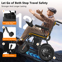 Electric Wheelchair 20+ Miles Range All Terrain, Portable Motorized Wheelchair for Seniors, Lightweight Foldable Electric Wheelchair, 5 Years Warranty, 500W Dual Motors Powerful, Orange