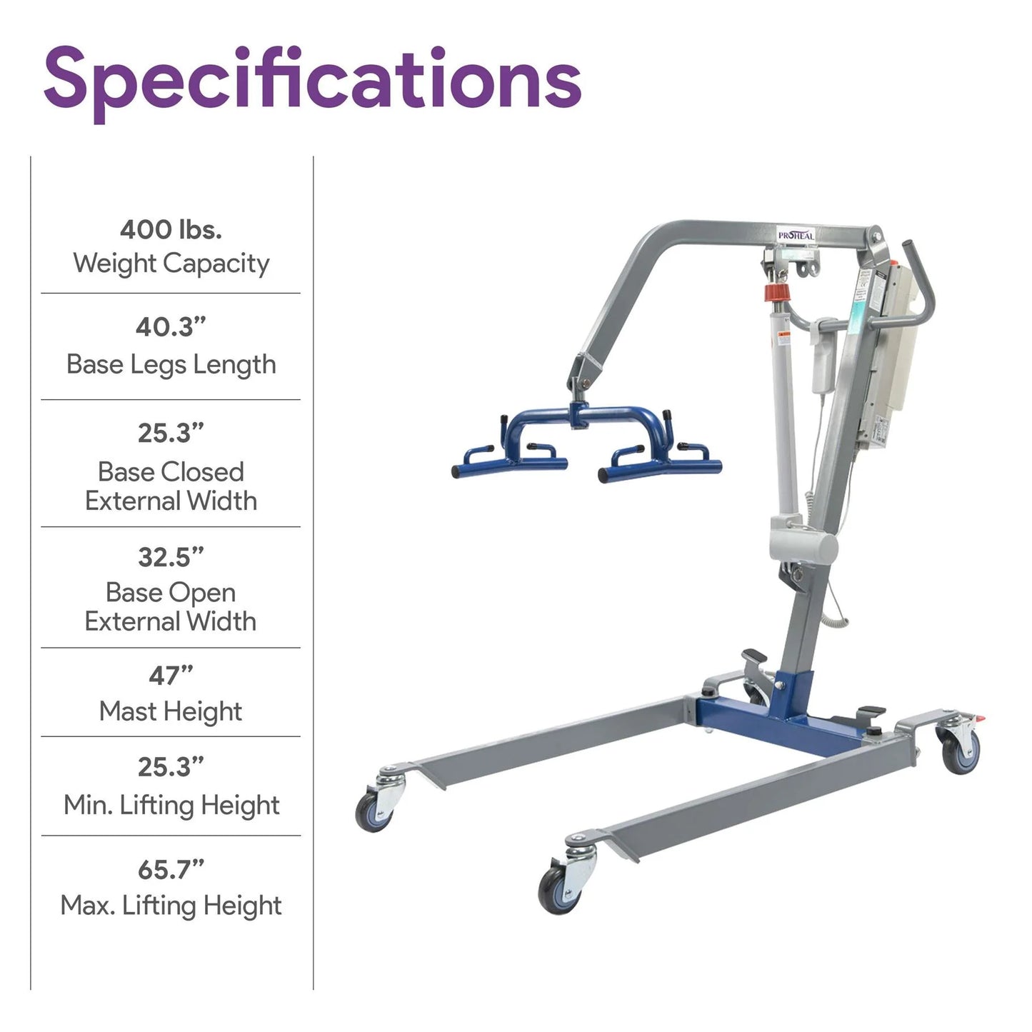Portable Hydraulic Patient Lift for Home Use - 6 Point Spreader - with Electric Upgrade - Expandable Base, Compact