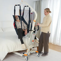 Collapsible Electric Patient Lift, Floor Lift Assist for Elderly, Medical Transfer Device with 440LBS Capacity,Portable & Easy Assembly