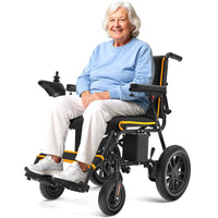 Electric Wheelchair 20+ Miles Range All Terrain, Portable Motorized Wheelchair for Seniors, Lightweight Foldable Electric Wheelchair, 5 Years Warranty, 500W Dual Motors Powerful, Orange