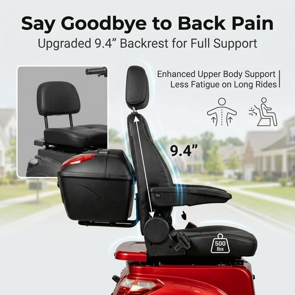 Comfort Heavy Duty Mobility Scooter for Adults & Seniors, 1000W 4-Wheel Electric Mobility Scooter, 500 Lbs Capacity, 16" Tires, 40KM Range for Travel, Reclining Seat for Tall Adults, 3-Speed Control