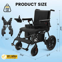 COOLHUT Foldable Electric Wheelchair, 20+ Miles Long Range Motorized Electric Wheelchair, Senior-Friendly Power Chair with 360° Joystick, All Terrain Smart Mobility Scooter, Black